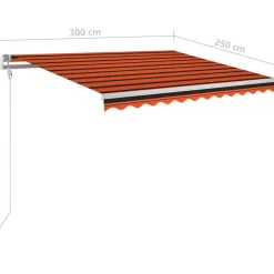 Best FinePRICE Sisäänkelattava markiisi LED/tuulisensori 300x250cm keltainen/valkoinen
