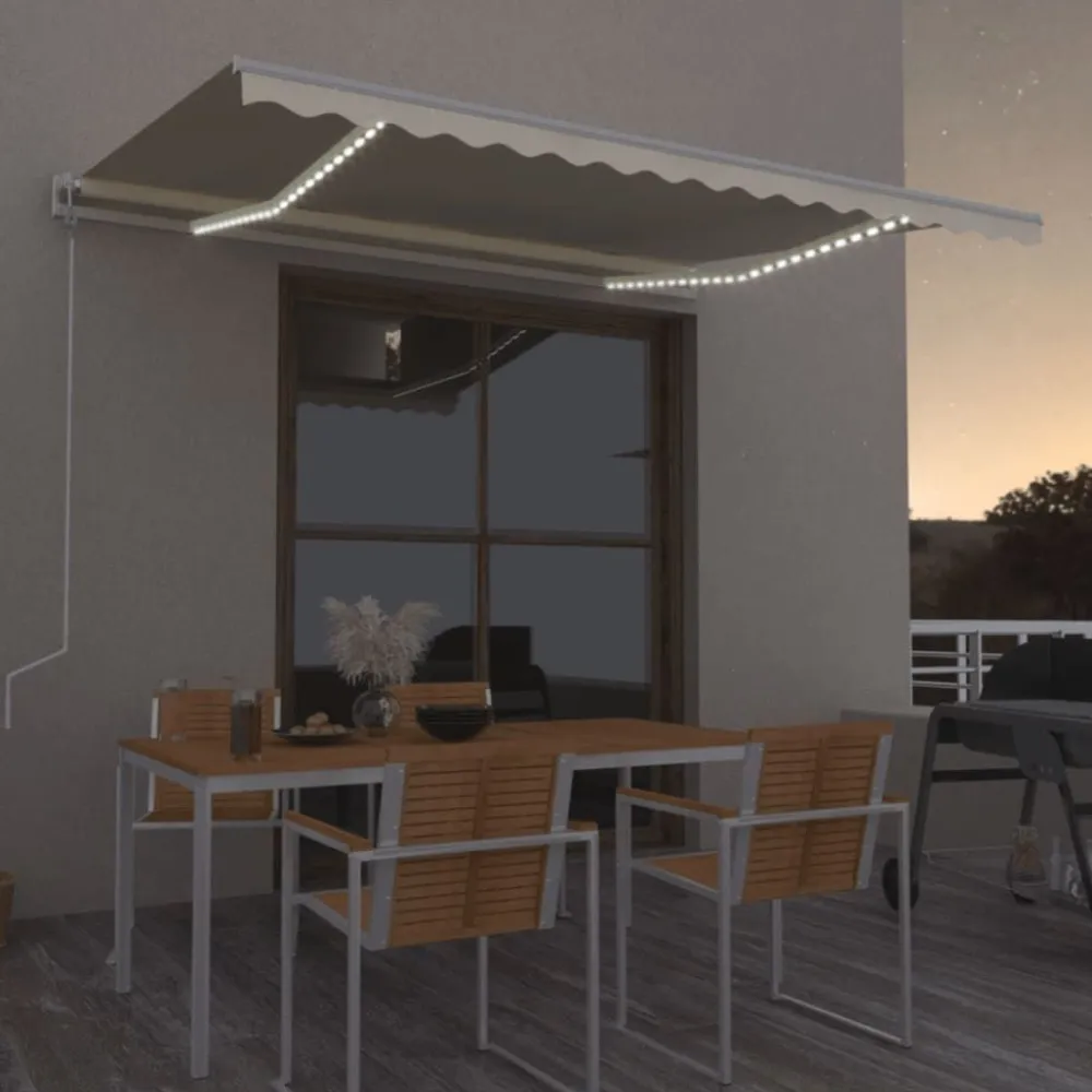 Best FinePRICE Sisäänkelattava markiisi LED/tuulisensori 300x250cm keltainen/valkoinen