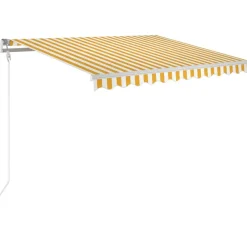 Best FinePRICE Sisäänkelattava markiisi LED/tuulisensori 300x250cm keltainen/valkoinen