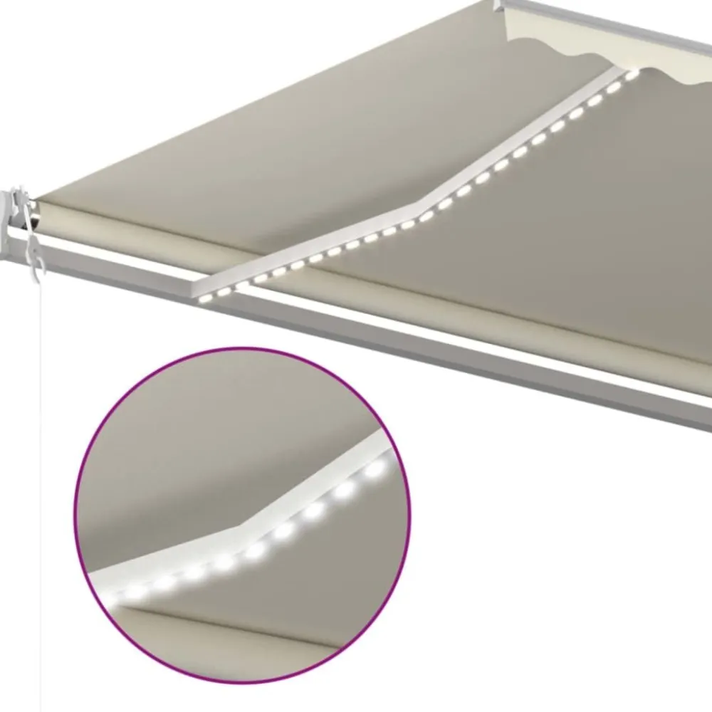 Best FinePRICE Sisäänkelattava markiisi LED/tuulisensori 300x250cm keltainen/valkoinen