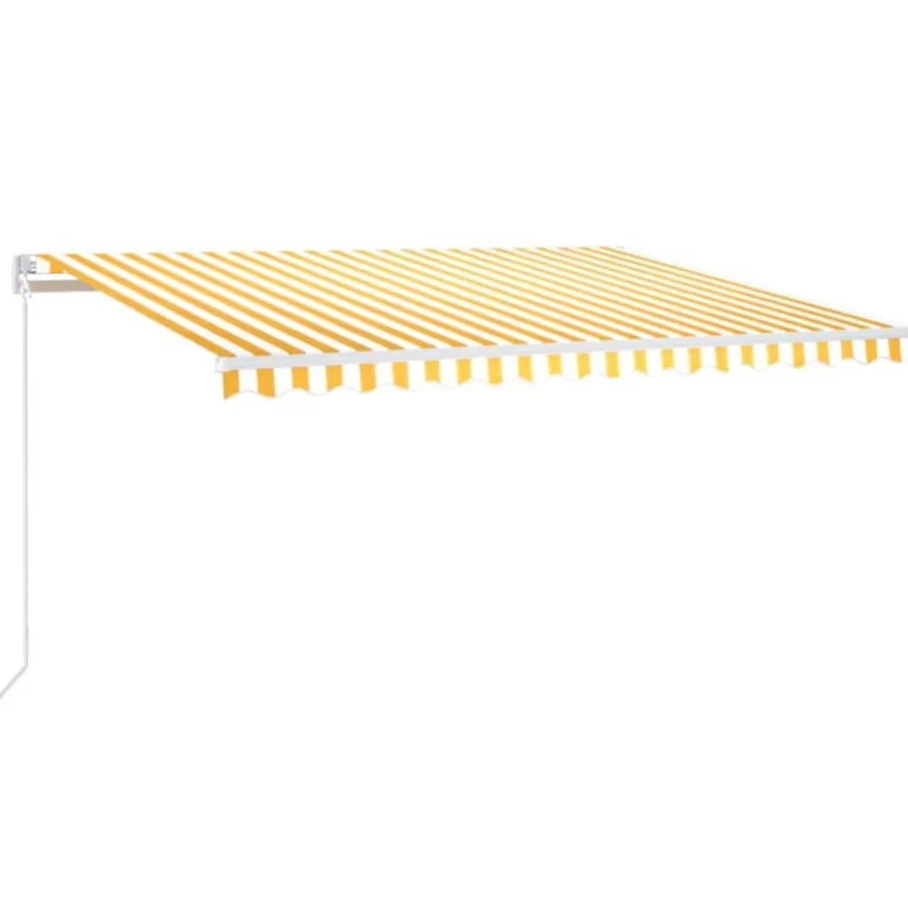 Best FinePRICE Sisäänkelattava markiisi LED/tuulisensori 300x250cm keltainen/valkoinen