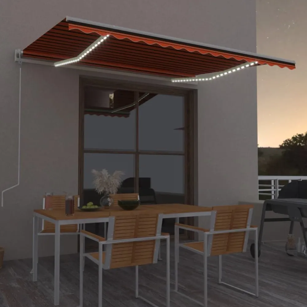 Best FinePRICE Sisäänkelattava markiisi LED/tuulisensori 300x250cm keltainen/valkoinen