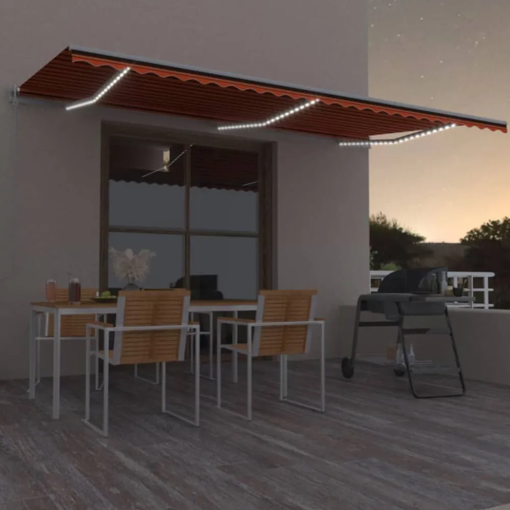 Best FinePRICE Sisäänkelattava markiisi LED/tuulisensori 300x250cm keltainen/valkoinen