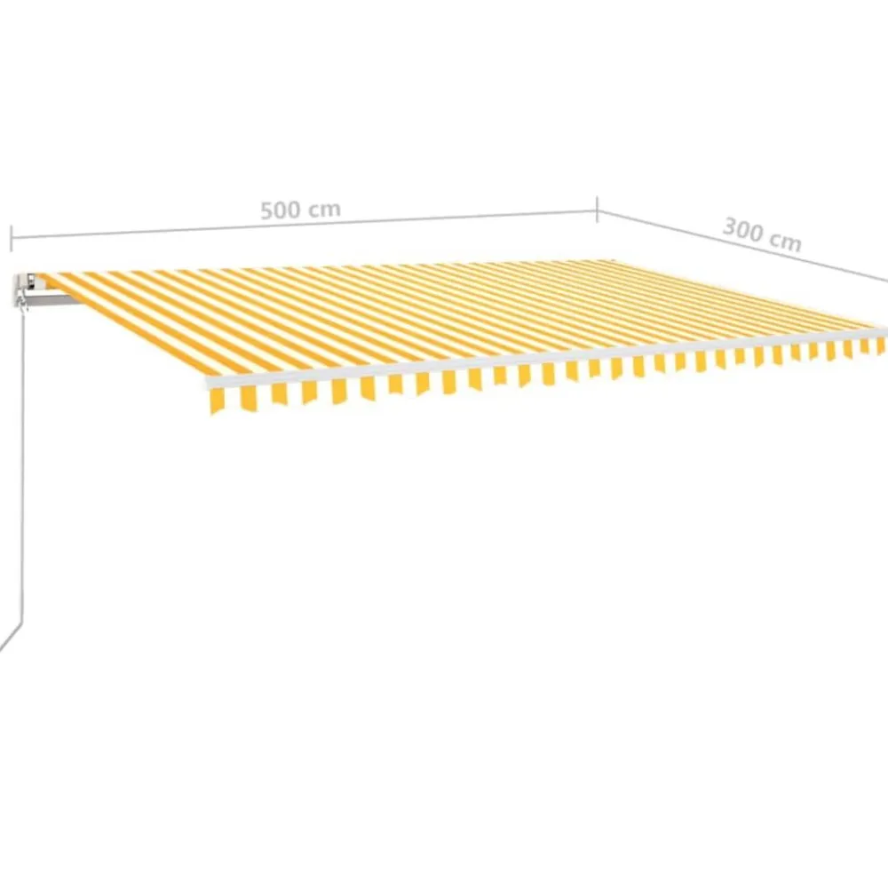 Best FinePRICE Sisäänkelattava markiisi LED/tuulisensori 300x250cm keltainen/valkoinen