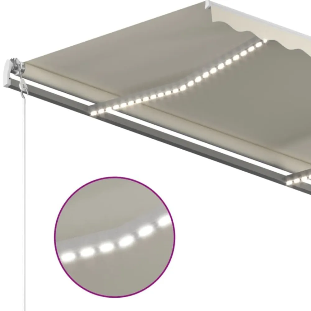 Best FinePRICE Sisäänkelattava markiisi LED/tuulisensori 300x250cm keltainen/valkoinen