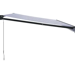Clearance FinePRICE Sisäänkelattava markiisi sininen/valkoinen 5x3 m kangas/alumiini