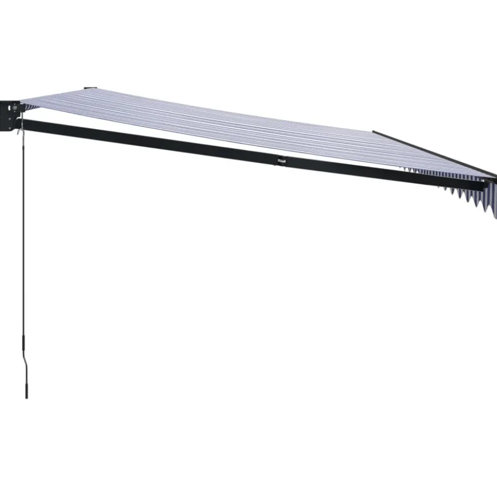 Clearance FinePRICE Sisäänkelattava markiisi sininen/valkoinen 5x3 m kangas/alumiini