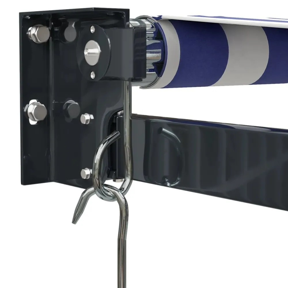 Clearance FinePRICE Sisäänkelattava markiisi sininen/valkoinen 5x3 m kangas/alumiini