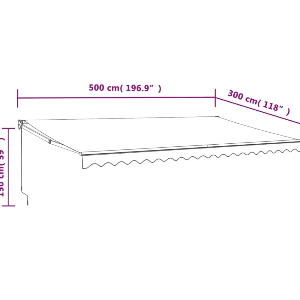 Clearance FinePRICE Sisäänkelattava markiisi sininen/valkoinen 5x3 m kangas/alumiini