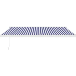 Clearance FinePRICE Sisäänkelattava markiisi sinivalkoinen 4x3 m kangas/alumiini