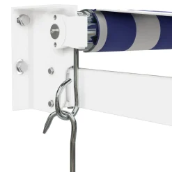 FinePRICE Sisäänkelattava markiisi sininen/valkoinen 4x3 m kangas/alumiini