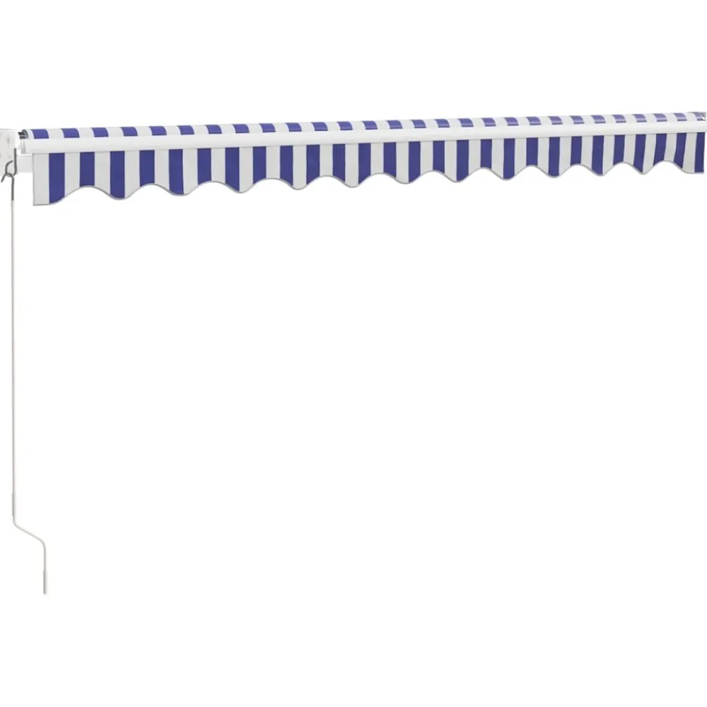 Online FinePRICE Sisäänkelattava markiisi sininen/valkoinen 3x2,5 m kangas/alumiini