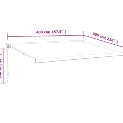 Clearance FinePRICE Sisäänkelattava markiisi 4x3 m, sininen/valkoinen kangas/alumiini