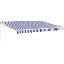 Clearance FinePRICE Sisäänkelattava markiisi 4,5x3 m, sinivalkoine, kangas/alumiini