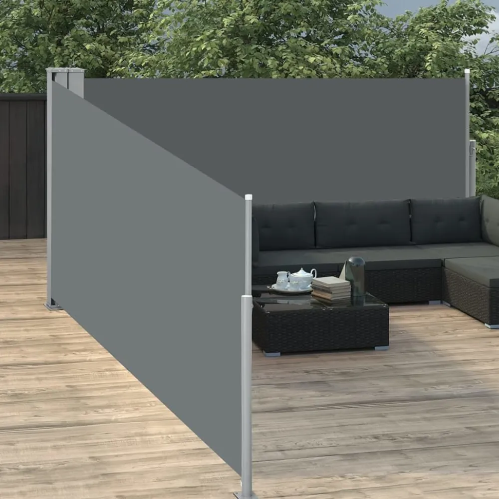 FinePRICE Sisäänvedettävä sivumarkiisi 100x1000 cm antrasiitti