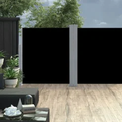 Best FinePRICE Sisäänvedettävä sivumarkiisi 160x600 cm musta