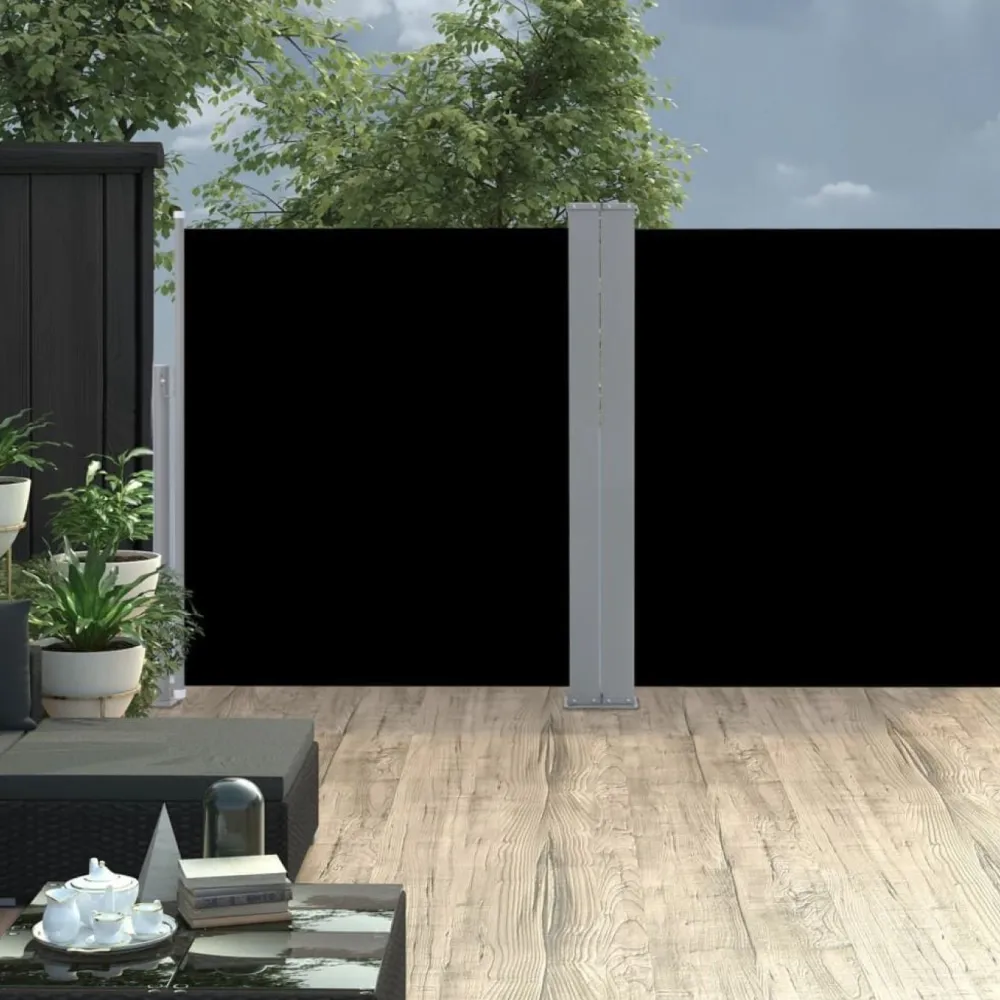 Best FinePRICE Sisäänvedettävä sivumarkiisi 160x600 cm musta