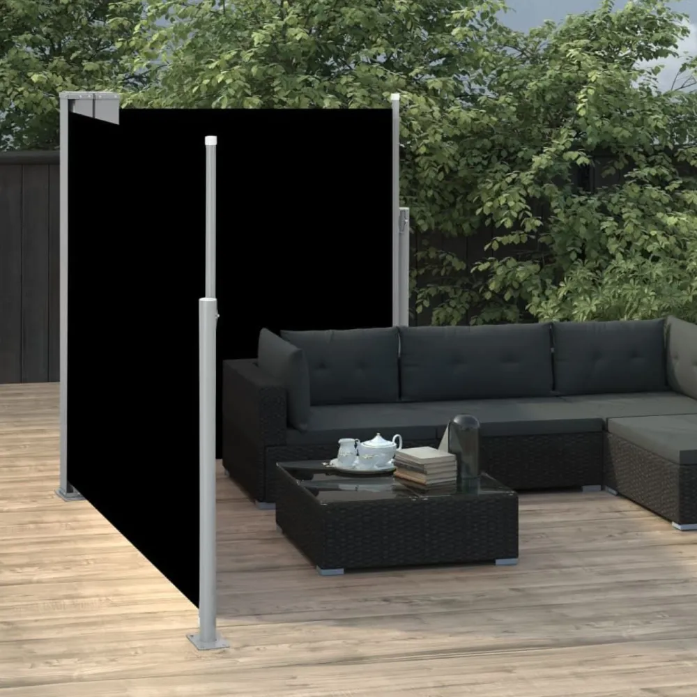 Best FinePRICE Sisäänvedettävä sivumarkiisi 160x600 cm musta