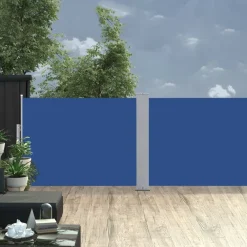 Sale FinePRICE Sisäänvedettävä sivumarkiisi 100x1000 cm sininen