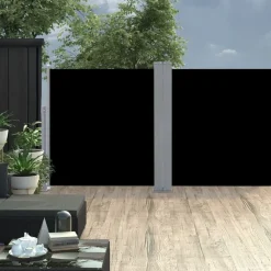 Clearance FinePRICE Sisäänvedettävä sivumarkiisi 120x600 cm musta