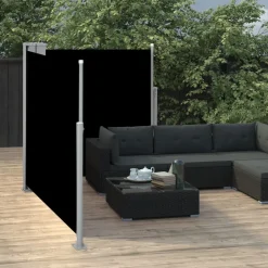 Clearance FinePRICE Sisäänvedettävä sivumarkiisi 120x600 cm musta