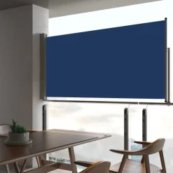 Hot FinePRICE Sisäänvedettävä terassin sivumarkiisi 80x300 cm sininen
