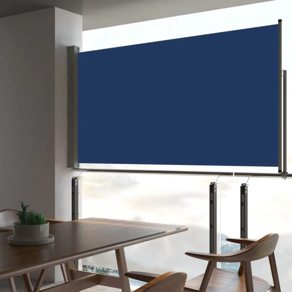 Sale FinePRICE Sisäänvedettävä terassin sivumarkiisi 160x300 cm sininen