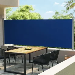 Best FinePRICE Sisäänvedettävä terassin sivumarkiisi 600x160 cm sininen