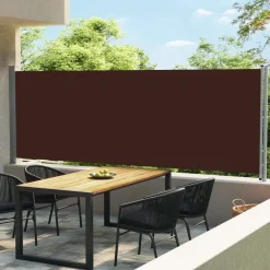 New FinePRICE Sisäänvedettävä terassin sivumarkiisi 600x160 cm ruskea