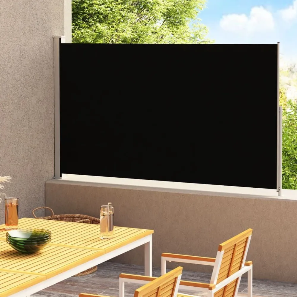 New FinePRICE Sisäänvedettävä terassin sivumarkiisi 200x300 cm musta