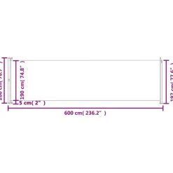 FinePRICE Sisäänvedettävä terassin sivumarkiisi 117x600 cm ruskea