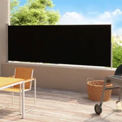 Online FinePRICE Sisäänvedettävä terassin sivumarkiisi 2 220x500 cm musta