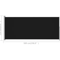 Online FinePRICE Sisäänvedettävä terassin sivumarkiisi 2 220x500 cm musta
