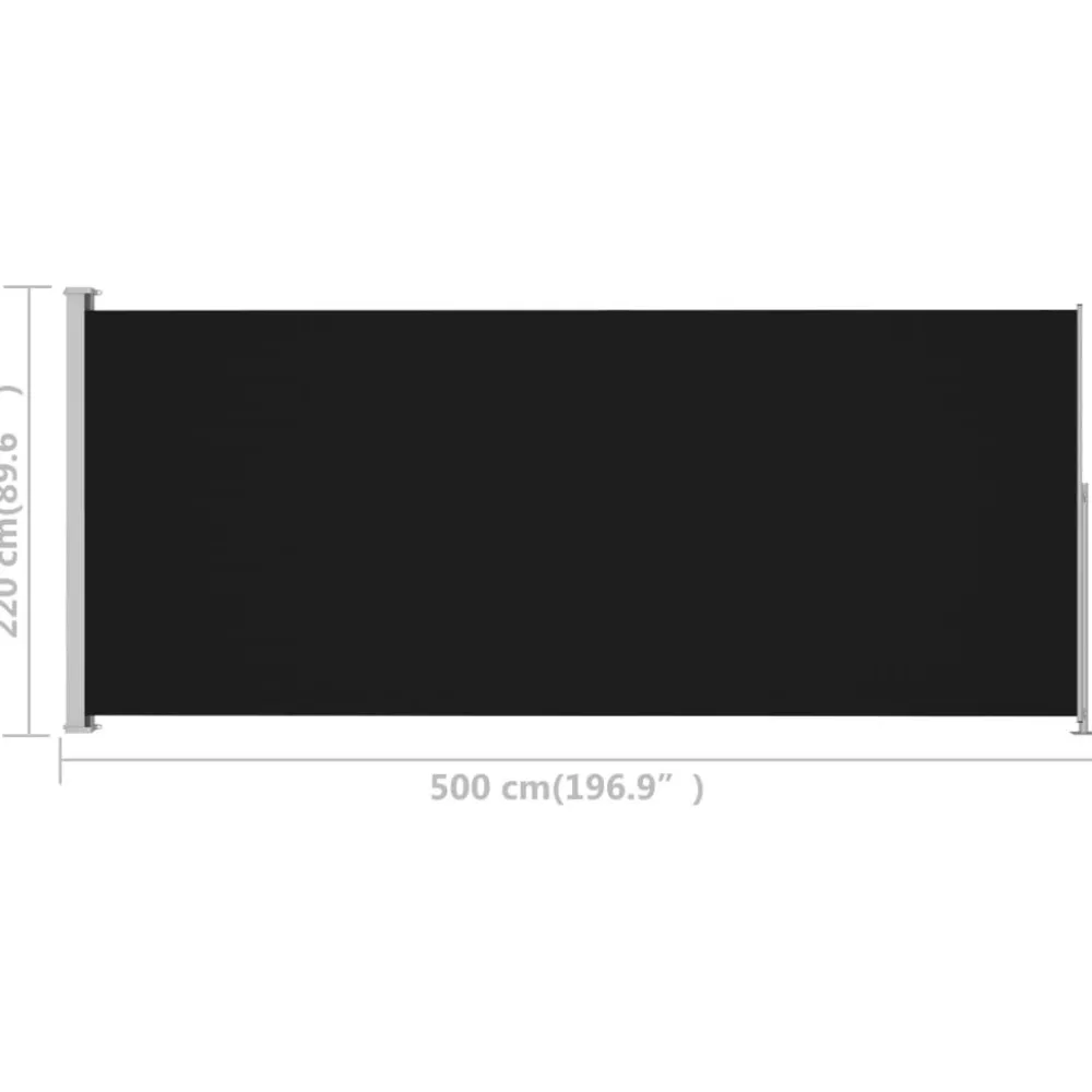 Online FinePRICE Sisäänvedettävä terassin sivumarkiisi 2 220x500 cm musta
