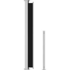 Online FinePRICE Sisäänvedettävä terassin sivumarkiisi 2 220x500 cm musta
