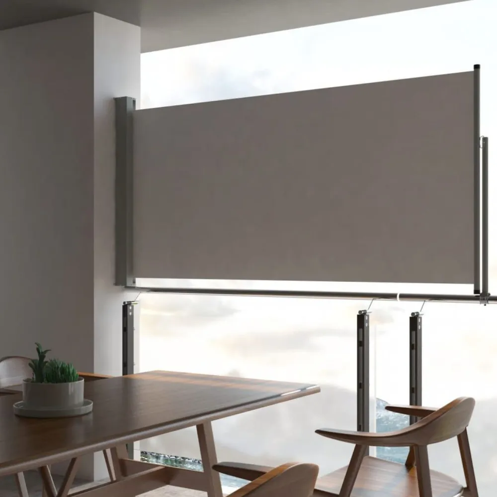 New FinePRICE Sisäänvedettävä terassin sivumarkiisi 120 x 300 cm harmaa