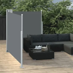 Hot FinePRICE Sivumarkiisi 140 x 1000 cm Sisäänvedettävä musta