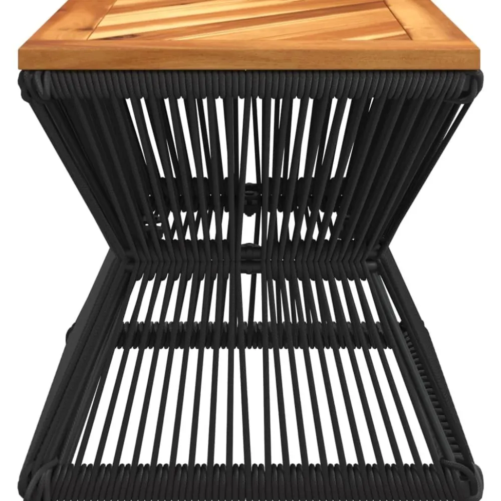 New FinePRICE Sohvapöytä teräslankajalusta musta 38x38x38 cm täysi akasiapuu (65636)