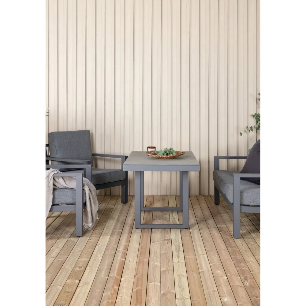 Venture Home Sohvaryhmä Barcelona, 3-istuttava sohva + 2 lepotuolia + sohvapöytä, harmaa