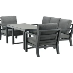 Venture Home Sohvaryhmä Barcelona, 3-istuttava sohva + 2 lepotuolia + sohvapöytä, harmaa