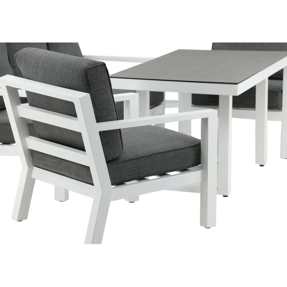 Clearance Venture Home Sohvaryhmä Barcelona, 3-istuttava sohva ja 2 nojatuolia, harmaa/valkoinen