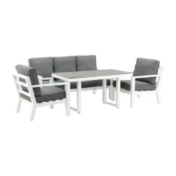 Clearance Venture Home Sohvaryhmä Barcelona, 3-istuttava sohva ja 2 nojatuolia, harmaa/valkoinen