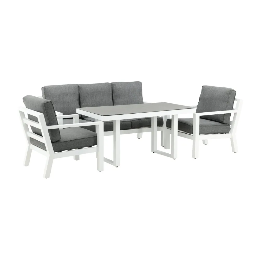 Clearance Venture Home Sohvaryhmä Barcelona, 3-istuttava sohva ja 2 nojatuolia, harmaa/valkoinen
