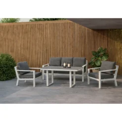 Clearance Venture Home Sohvaryhmä Barcelona, 3-istuttava sohva ja 2 nojatuolia, harmaa/valkoinen