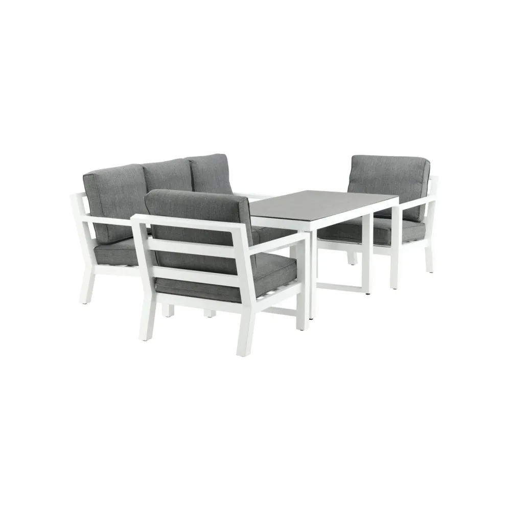 Clearance Venture Home Sohvaryhmä Barcelona, 3-istuttava sohva ja 2 nojatuolia, harmaa/valkoinen