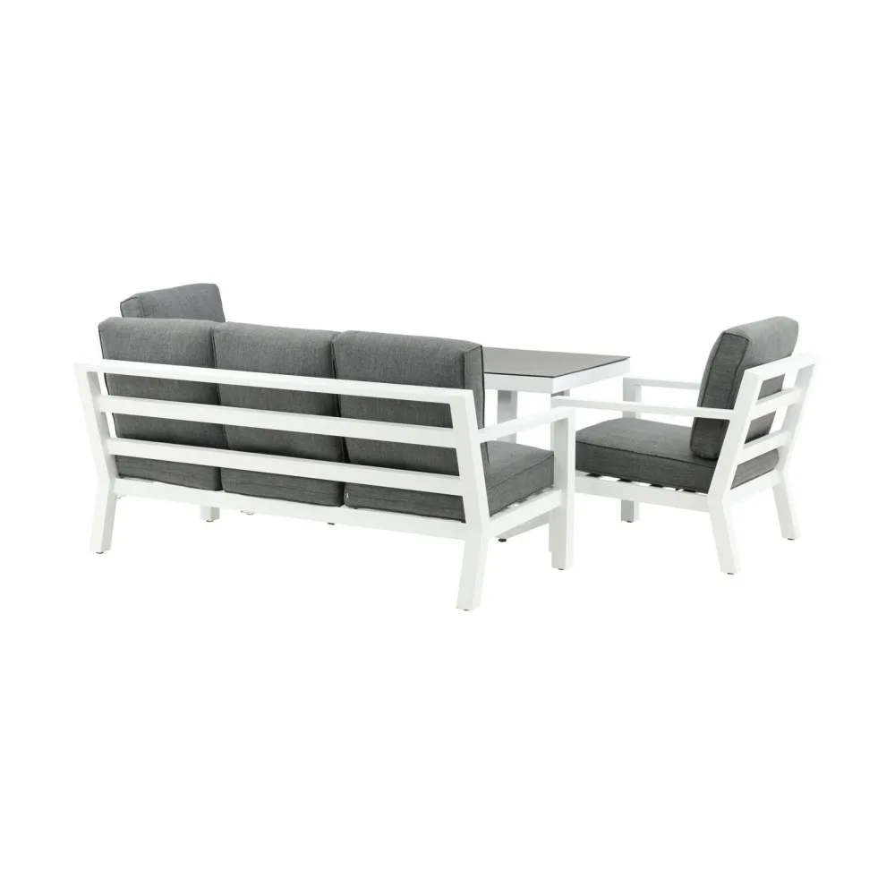 Clearance Venture Home Sohvaryhmä Barcelona, 3-istuttava sohva ja 2 nojatuolia, harmaa/valkoinen