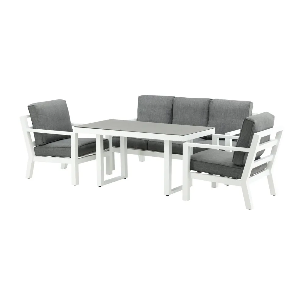 Clearance Venture Home Sohvaryhmä Barcelona, 3-istuttava sohva ja 2 nojatuolia, harmaa/valkoinen