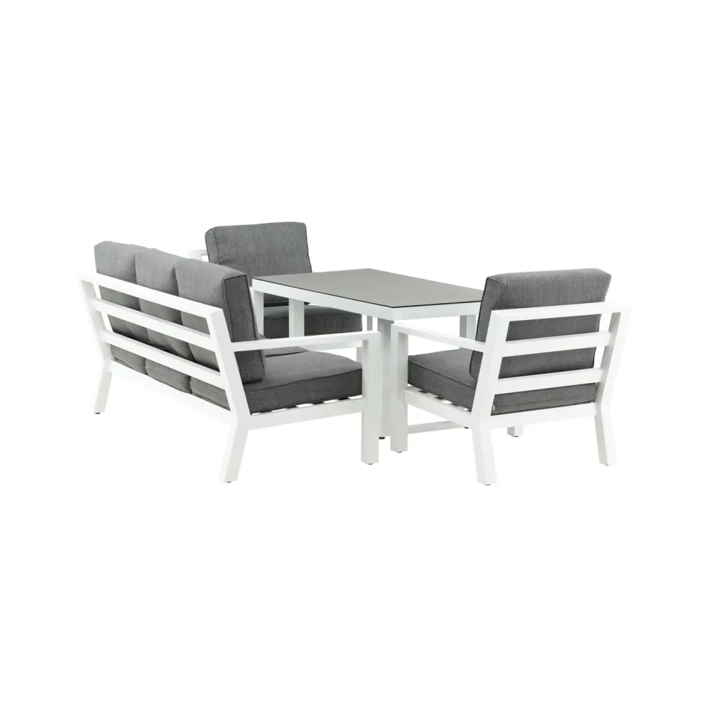 Clearance Venture Home Sohvaryhmä Barcelona, 3-istuttava sohva ja 2 nojatuolia, harmaa/valkoinen