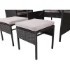 Clearance Venture Home Sohvaryhmä Knock, 3-istuttava sohva + 2 lepotuolia + 2 rahia + ruokapöytä, harmaa/musta