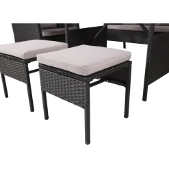 Clearance Venture Home Sohvaryhmä Knock, 3-istuttava sohva + 2 lepotuolia + 2 rahia + ruokapöytä, harmaa/musta